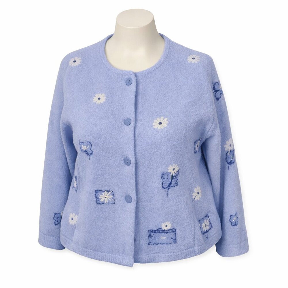 NWT ARTISANS Women Blue Fleece Button Jacket Top M